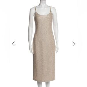 St. John Gold Chain Strap Midi Dress